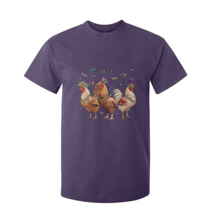 Mardi Gras Funny Farmer Jester Chicken Beads T Shirt For Kid TS09 Purple Print Your Wear