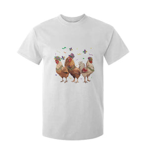 Mardi Gras Funny Farmer Jester Chicken Beads T Shirt For Kid TS09 White Print Your Wear