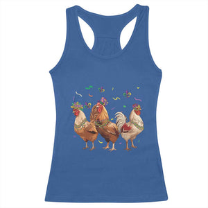 Mardi Gras Funny Farmer Jester Chicken Beads Racerback Tank Top TS09 Royal Blue Print Your Wear