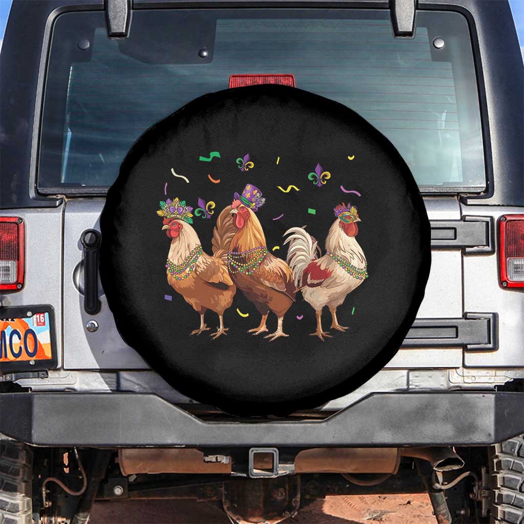 Mardi Gras Funny Farmer Jester Chicken Beads Spare Tire Cover TS09 No hole Black Print Your Wear