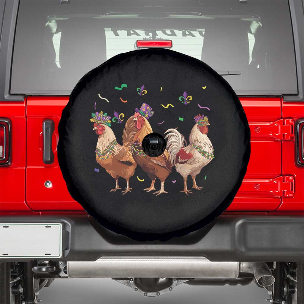 Mardi Gras Funny Farmer Jester Chicken Beads Spare Tire Cover TS09 Black Print Your Wear