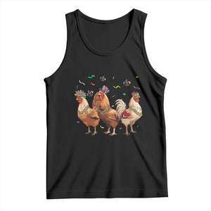 Mardi Gras Funny Farmer Jester Chicken Beads Tank Top TS09 Black Print Your Wear