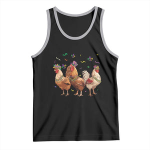 Mardi Gras Funny Farmer Jester Chicken Beads Tank Top TS09 Black Athletic Heather Print Your Wear