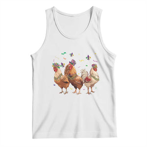 Mardi Gras Funny Farmer Jester Chicken Beads Tank Top TS09 White Print Your Wear
