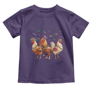 Mardi Gras Funny Farmer Jester Chicken Beads Toddler T Shirt TS09 Purple Print Your Wear
