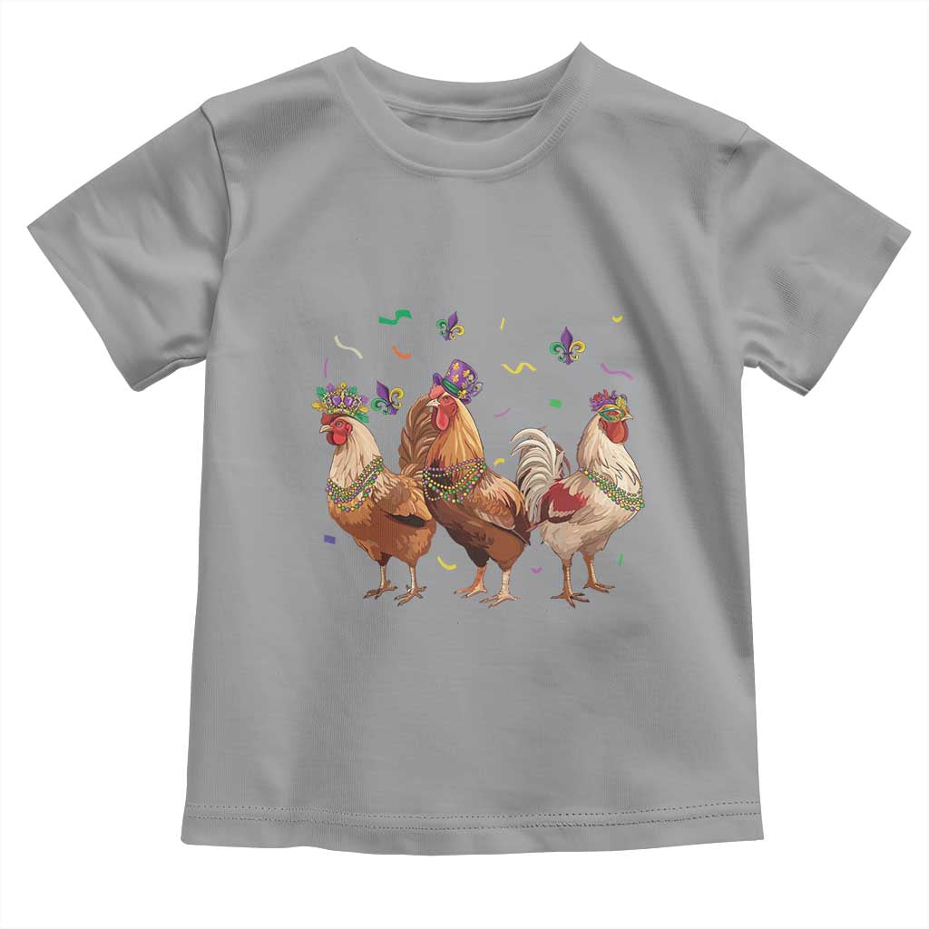 Mardi Gras Funny Farmer Jester Chicken Beads Toddler T Shirt TS09 Sport Gray Print Your Wear