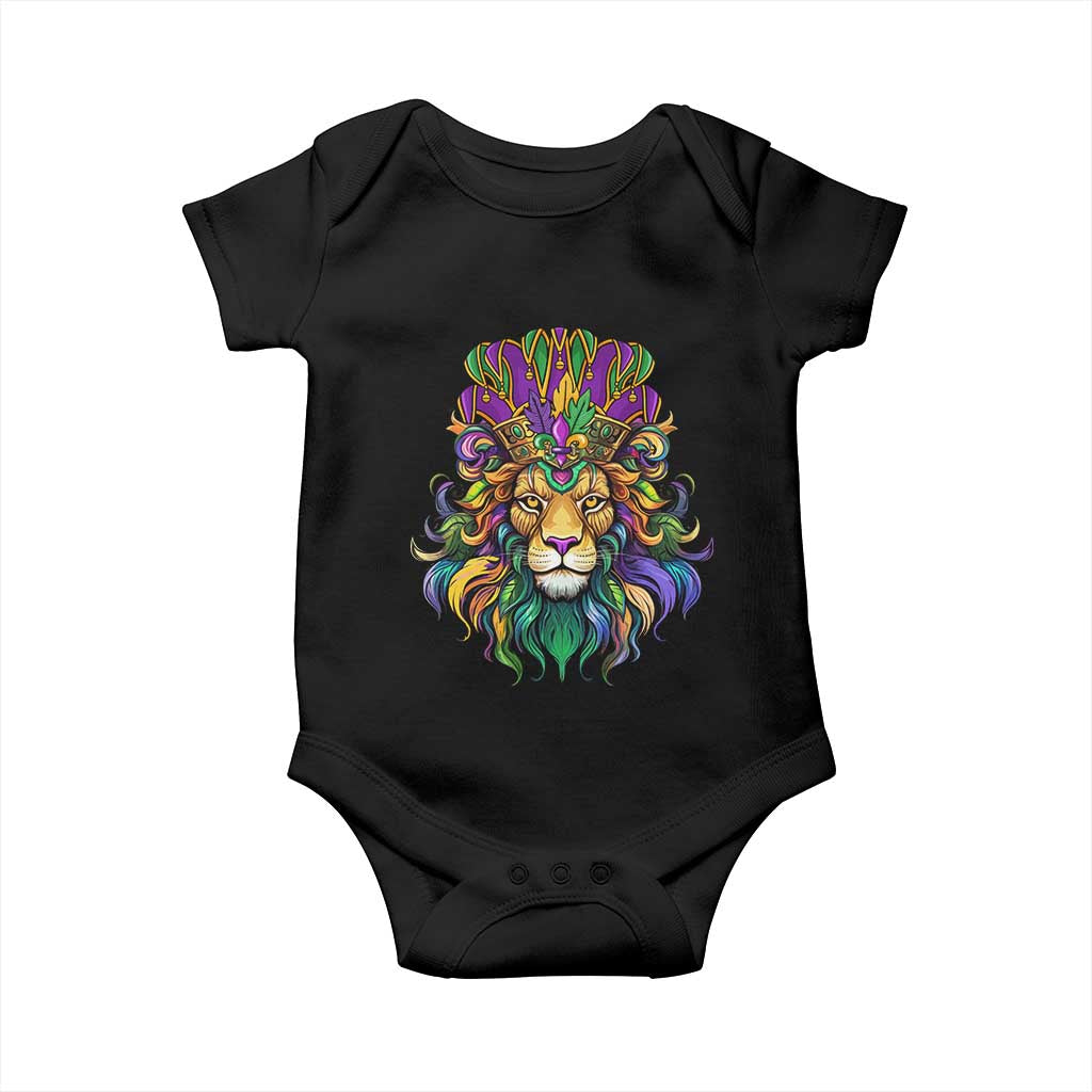 Mardi Gras Baby Onesie Pride Lion With Jester Hat Fat Tuesday Festival TS09 Black Print Your Wear