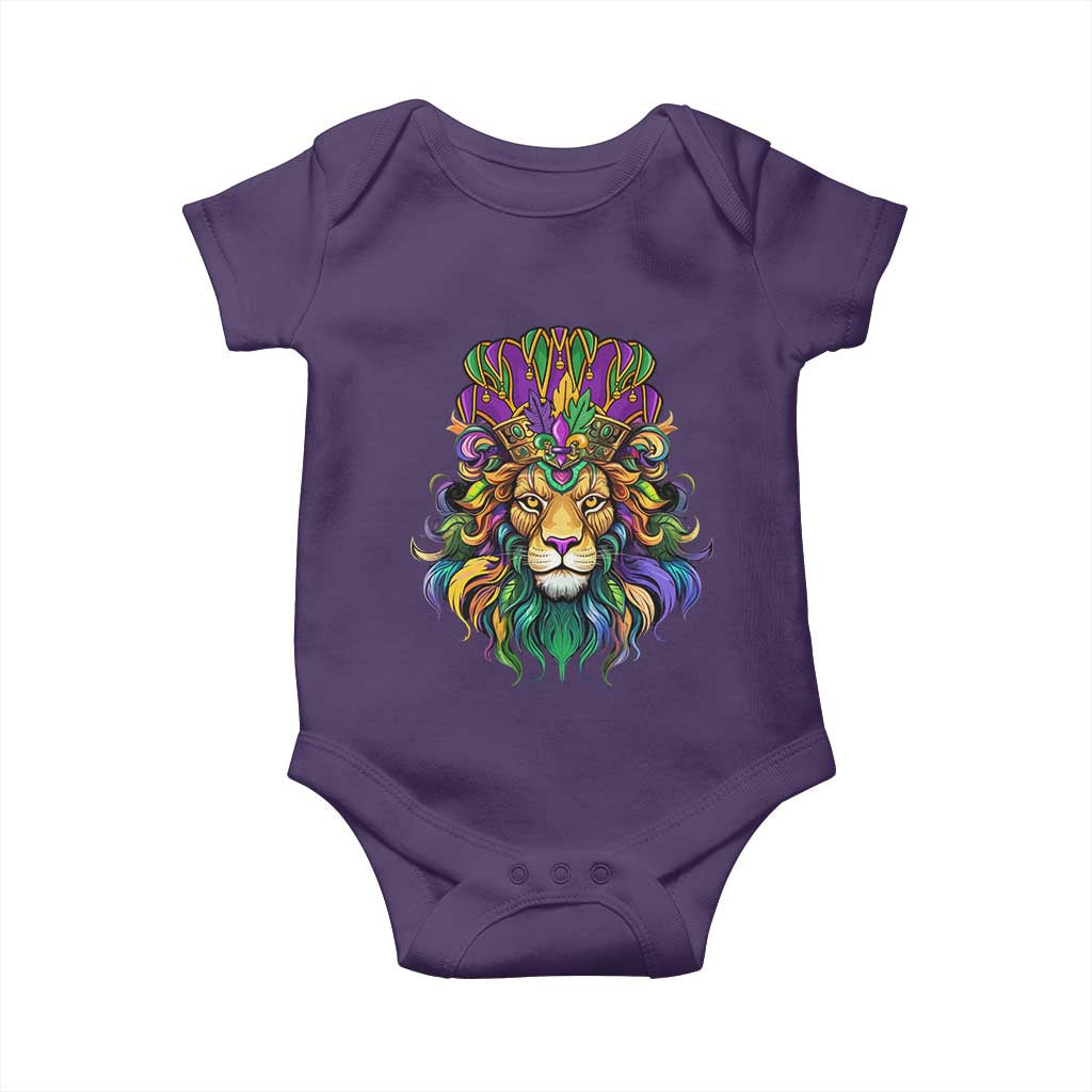 Mardi Gras Baby Onesie Pride Lion With Jester Hat Fat Tuesday Festival TS09 Purple Print Your Wear