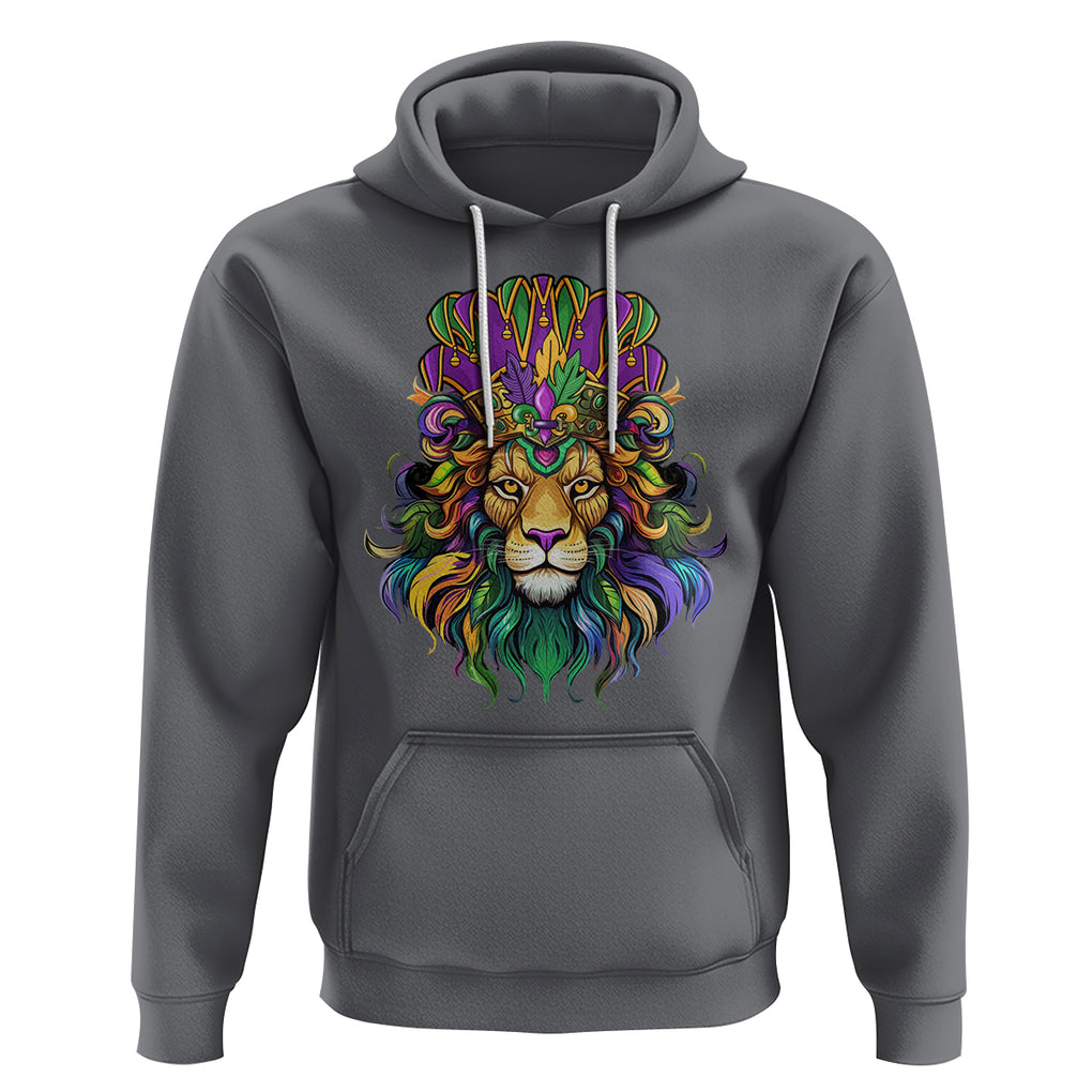 Mardi Gras Hoodie Pride Lion With Jester Hat Fat Tuesday Festival TS09 Charcoal Printyourwear