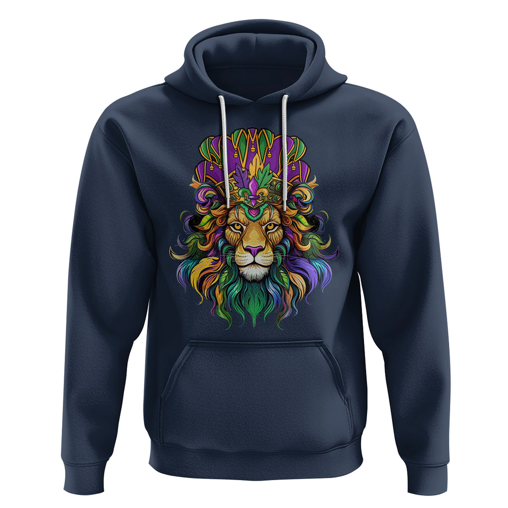 Mardi Gras Hoodie Pride Lion With Jester Hat Fat Tuesday Festival TS09 Navy Printyourwear