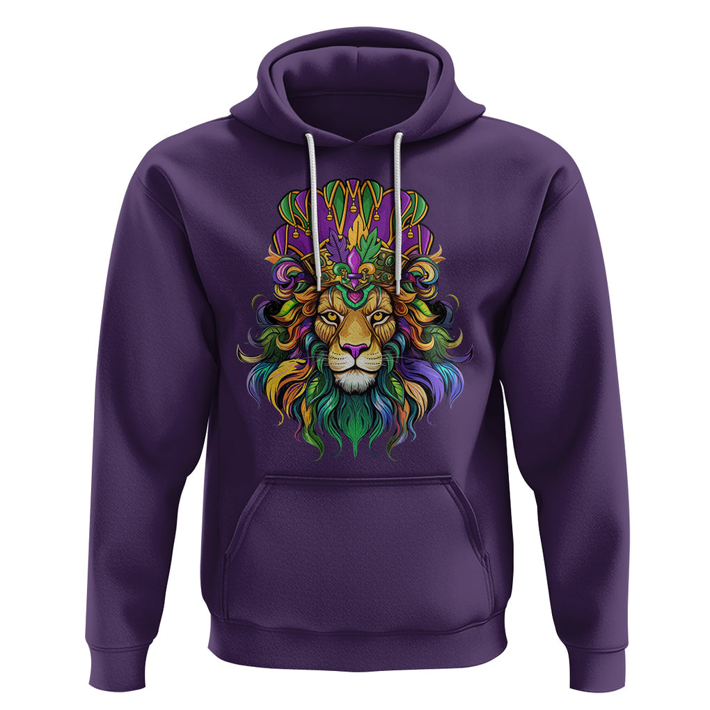 Mardi Gras Hoodie Pride Lion With Jester Hat Fat Tuesday Festival TS09 Purple Printyourwear