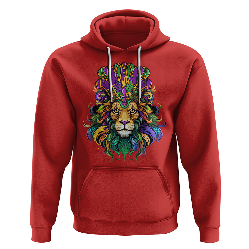 Mardi Gras Hoodie Pride Lion With Jester Hat Fat Tuesday Festival TS09 Red Printyourwear