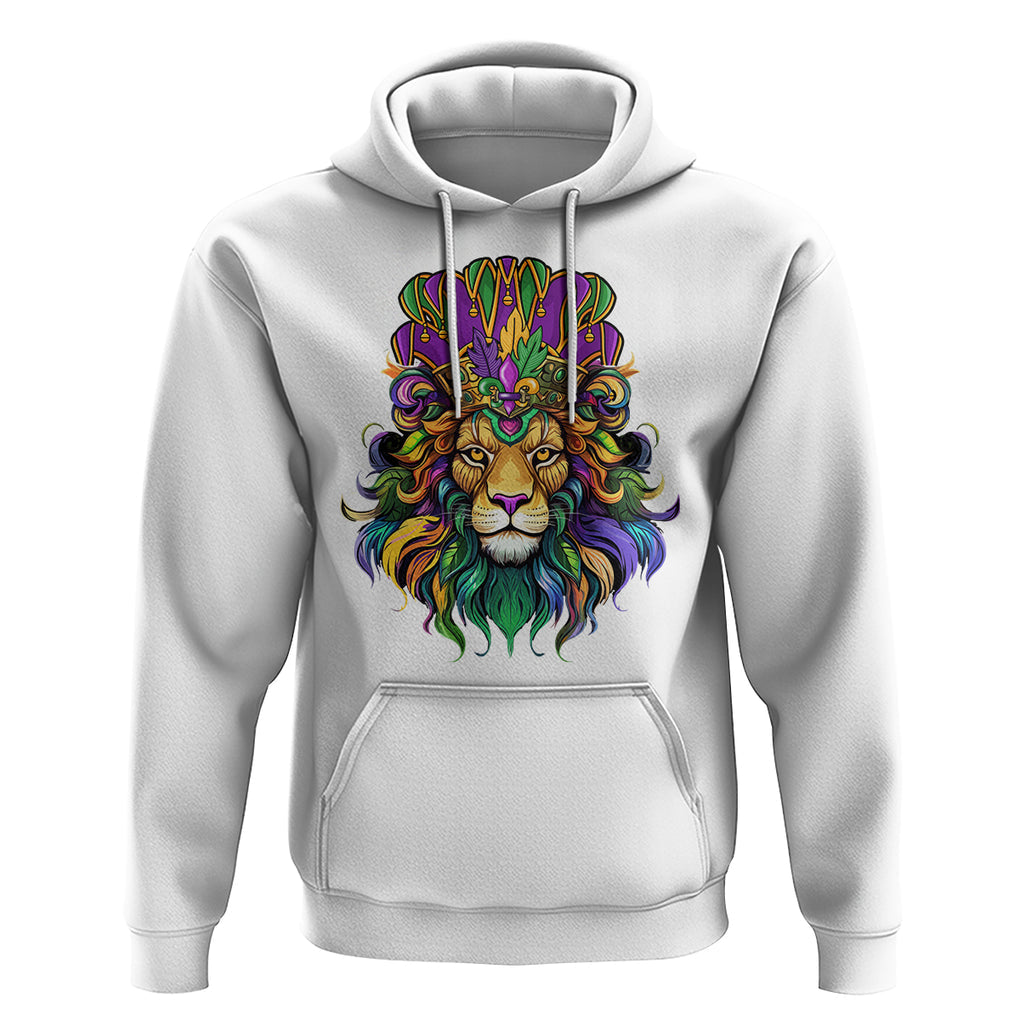 Mardi Gras Hoodie Pride Lion With Jester Hat Fat Tuesday Festival TS09 White Printyourwear