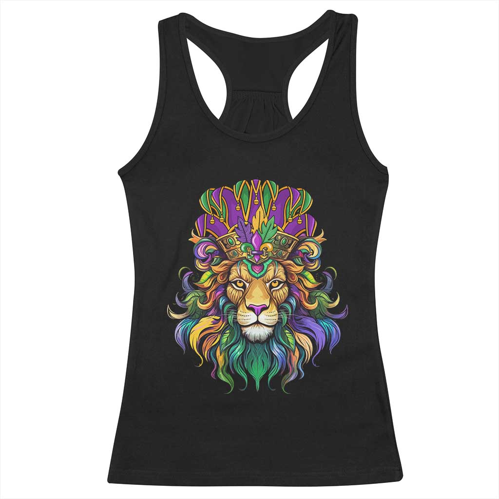 Mardi Gras Racerback Tank Top Pride Lion With Jester Hat Fat Tuesday Festival TS09 Black Print Your Wear