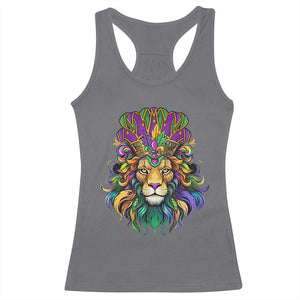 Mardi Gras Racerback Tank Top Pride Lion With Jester Hat Fat Tuesday Festival TS09 Charcoal Print Your Wear