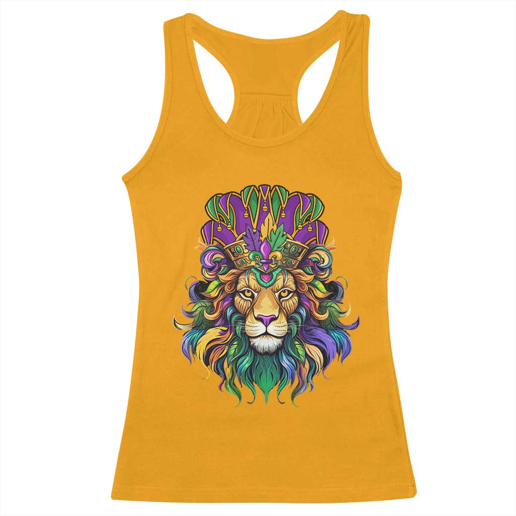 Mardi Gras Racerback Tank Top Pride Lion With Jester Hat Fat Tuesday Festival TS09 Gold Print Your Wear