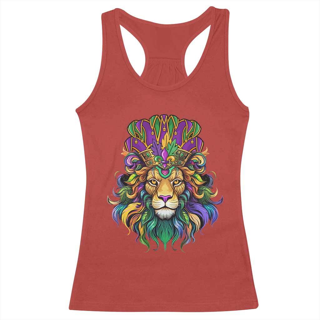 Mardi Gras Racerback Tank Top Pride Lion With Jester Hat Fat Tuesday Festival TS09 Red Print Your Wear