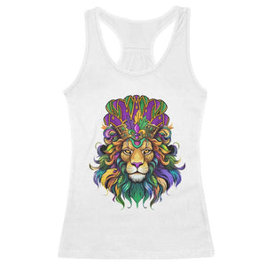 Mardi Gras Racerback Tank Top Pride Lion With Jester Hat Fat Tuesday Festival TS09 White Print Your Wear