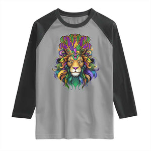 Mardi Gras Raglan Shirt Pride Lion With Jester Hat Fat Tuesday Festival TS09 Sport Gray Black Print Your Wear