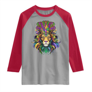 Mardi Gras Raglan Shirt Pride Lion With Jester Hat Fat Tuesday Festival TS09 Sport Gray Red Print Your Wear