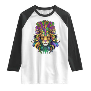 Mardi Gras Raglan Shirt Pride Lion With Jester Hat Fat Tuesday Festival TS09 White Black Print Your Wear