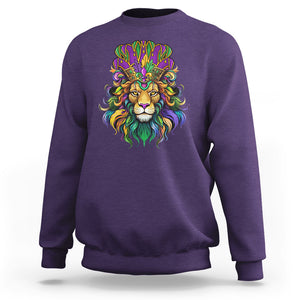 Mardi Gras Sweatshirt Pride Lion With Jester Hat Fat Tuesday Festival TS09 Purple Printyourwear