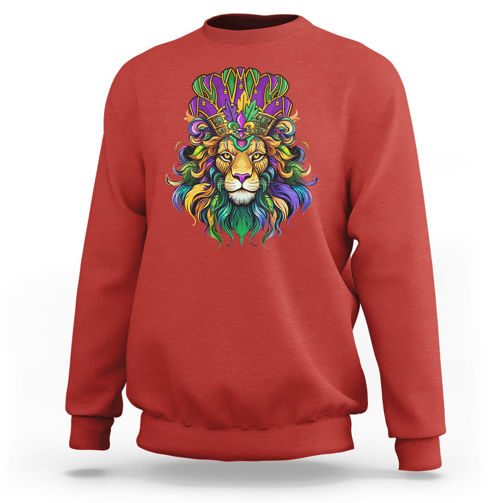Mardi Gras Sweatshirt Pride Lion With Jester Hat Fat Tuesday Festival TS09 Red Printyourwear