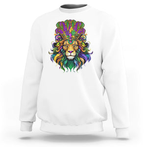 Mardi Gras Sweatshirt Pride Lion With Jester Hat Fat Tuesday Festival TS09 White Printyourwear
