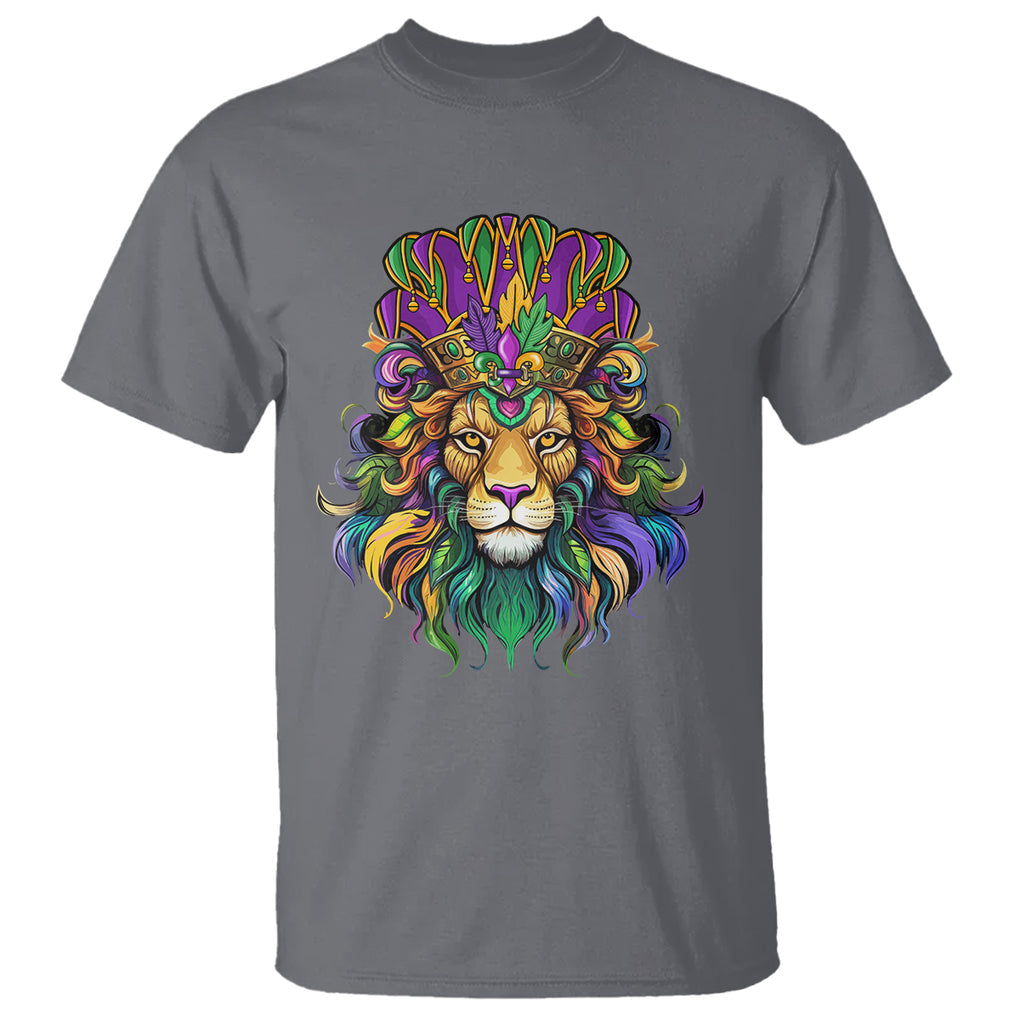Mardi Gras T Shirt Pride Lion With Jester Hat Fat Tuesday Festival TS09 Charcoal Printyourwear