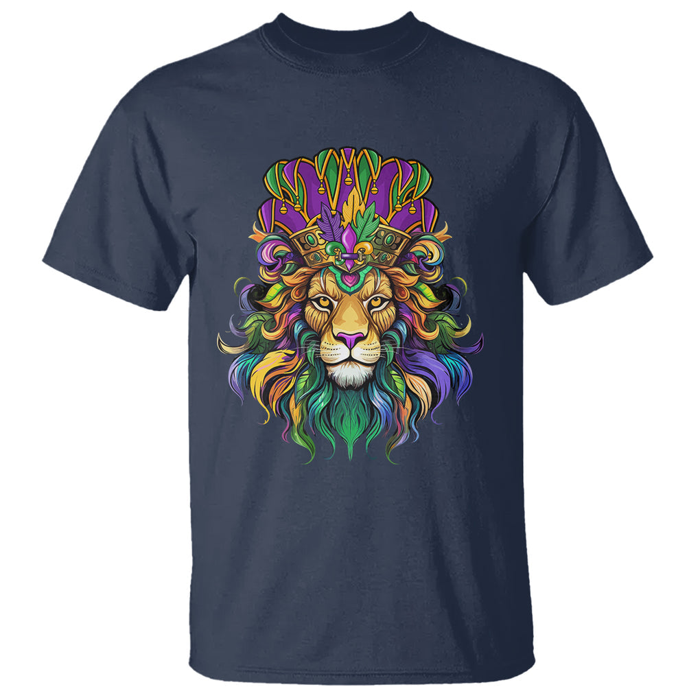 Mardi Gras T Shirt Pride Lion With Jester Hat Fat Tuesday Festival TS09 Navy Printyourwear