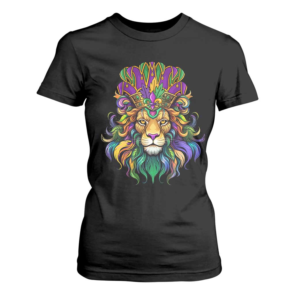 Mardi Gras T Shirt For Women Pride Lion With Jester Hat Fat Tuesday Festival TS09 Black Print Your Wear