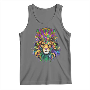 Mardi Gras Tank Top Pride Lion With Jester Hat Fat Tuesday Festival TS09 Black Heather Print Your Wear