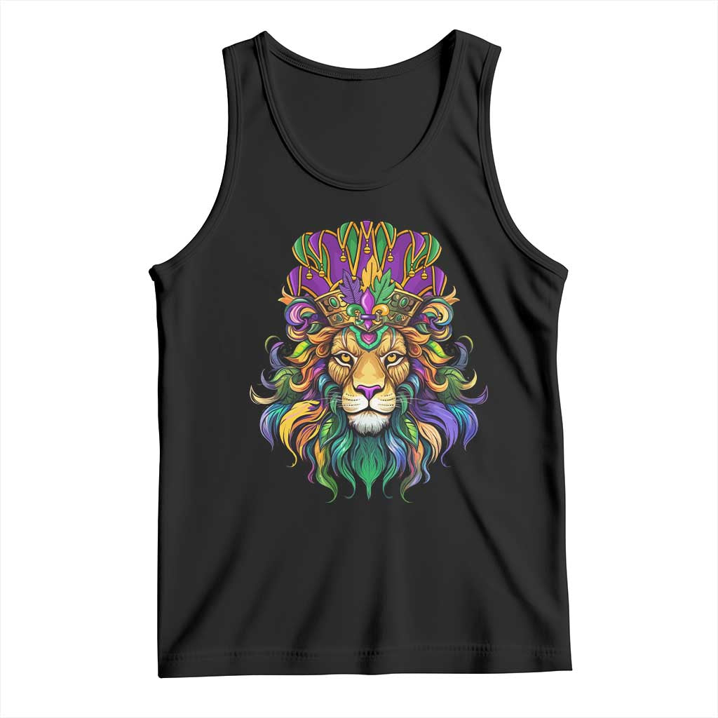 Mardi Gras Tank Top Pride Lion With Jester Hat Fat Tuesday Festival TS09 Black Print Your Wear