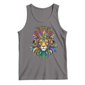 Mardi Gras Tank Top Pride Lion With Jester Hat Fat Tuesday Festival TS09 Deep Heather Print Your Wear