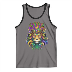 Mardi Gras Tank Top Pride Lion With Jester Hat Fat Tuesday Festival TS09 Deep Heather Black Print Your Wear