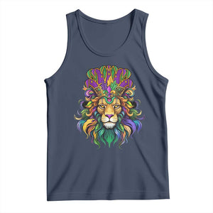 Mardi Gras Tank Top Pride Lion With Jester Hat Fat Tuesday Festival TS09 Navy Print Your Wear