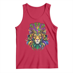Mardi Gras Tank Top Pride Lion With Jester Hat Fat Tuesday Festival TS09 Red Print Your Wear