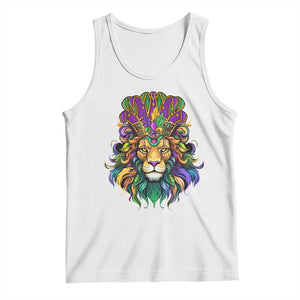 Mardi Gras Tank Top Pride Lion With Jester Hat Fat Tuesday Festival TS09 White Print Your Wear
