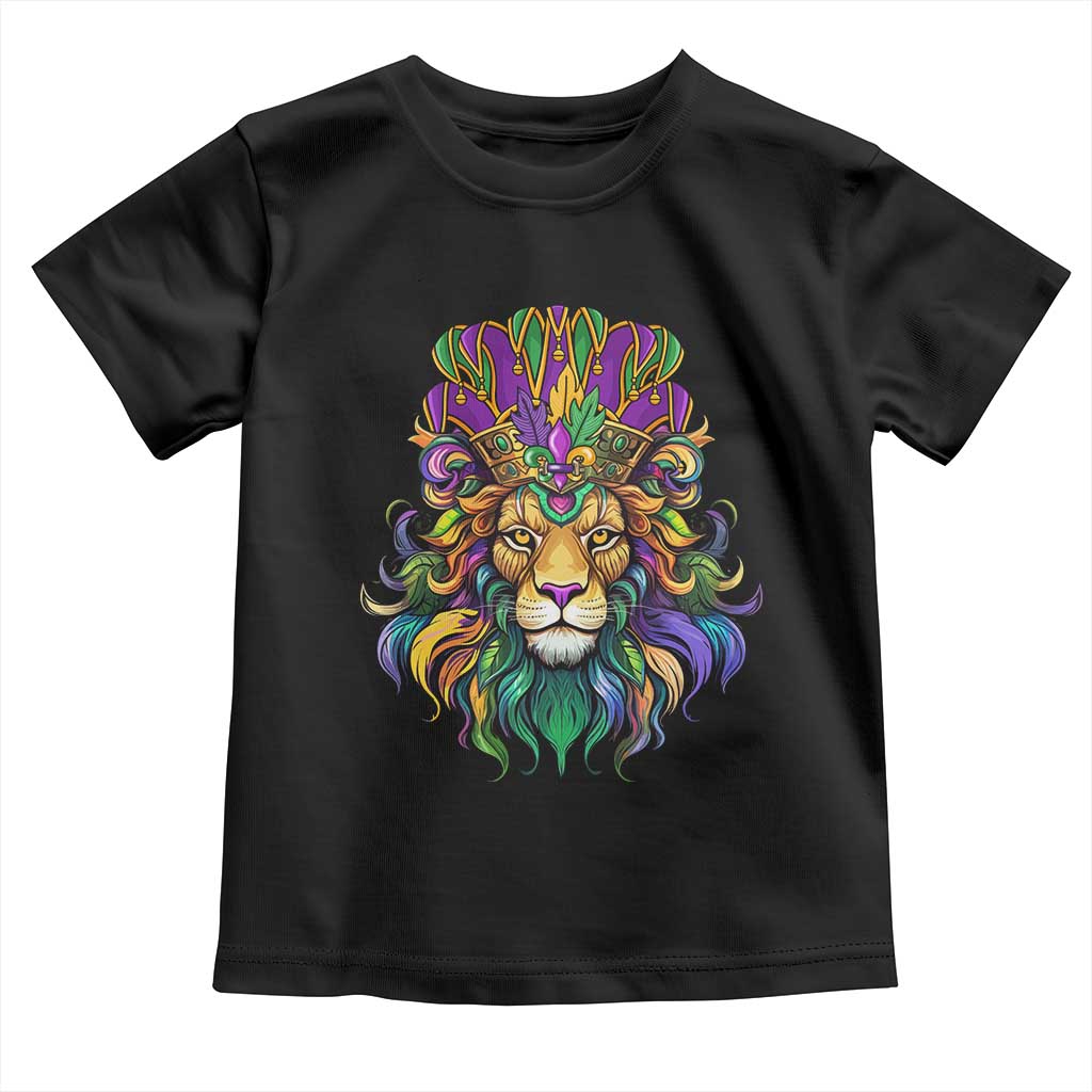 Mardi Gras Toddler T Shirt Pride Lion With Jester Hat Fat Tuesday Festival TS09 Black Print Your Wear