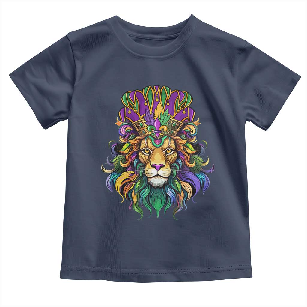 Mardi Gras Toddler T Shirt Pride Lion With Jester Hat Fat Tuesday Festival TS09 Navy Print Your Wear