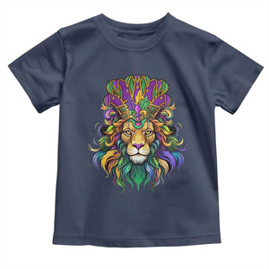 Mardi Gras Toddler T Shirt Pride Lion With Jester Hat Fat Tuesday Festival TS09 Navy Print Your Wear