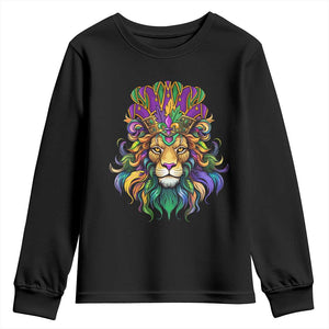 Mardi Gras Youth Sweatshirt Pride Lion With Jester Hat Fat Tuesday Festival TS09 Black Print Your Wear