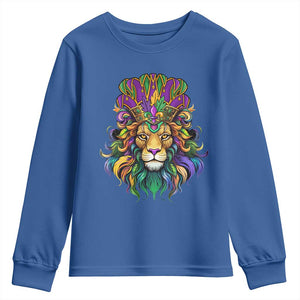 Mardi Gras Youth Sweatshirt Pride Lion With Jester Hat Fat Tuesday Festival TS09 Royal Blue Print Your Wear