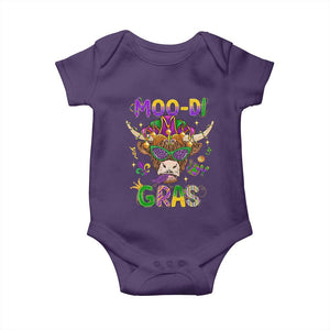 Mardi Gras Baby Onesie Moo-di Bead Heifer Cow Fat Tuesday Festival TS09 Purple Print Your Wear