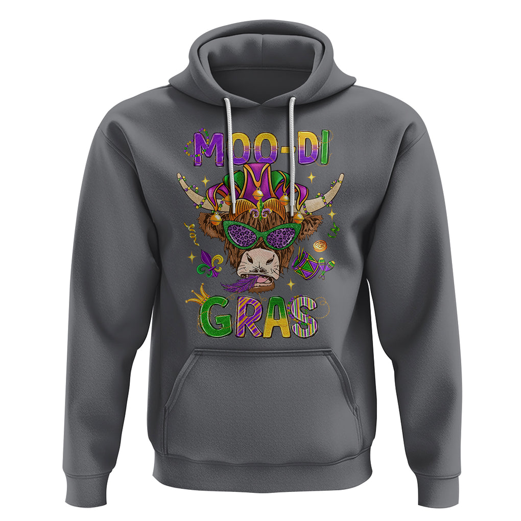 Mardi Gras Hoodie Moo-di Bead Heifer Cow Fat Tuesday Festival TS09 Charcoal Printyourwear