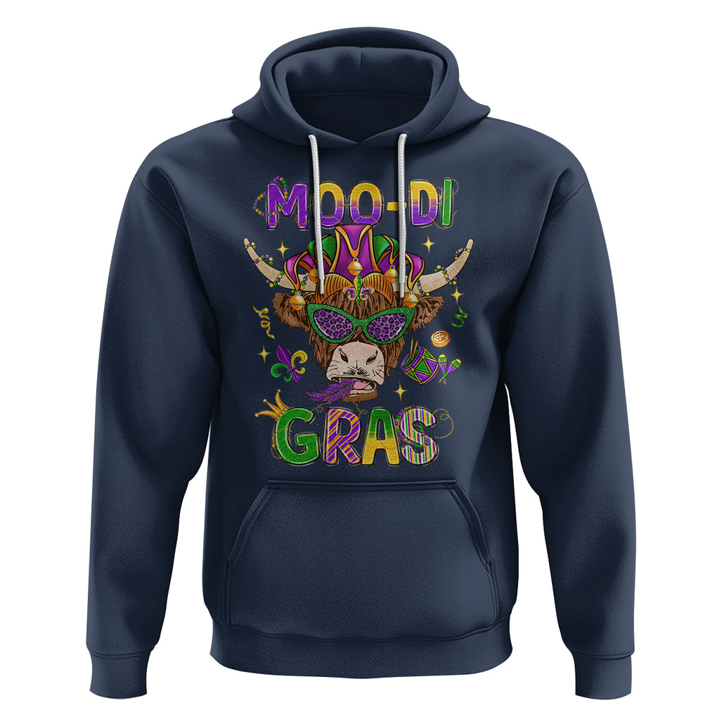 Mardi Gras Hoodie Moo-di Bead Heifer Cow Fat Tuesday Festival TS09 Navy Printyourwear