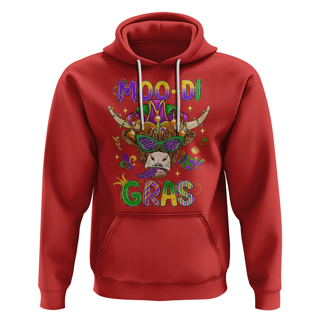 Mardi Gras Hoodie Moo-di Bead Heifer Cow Fat Tuesday Festival TS09 Red Printyourwear