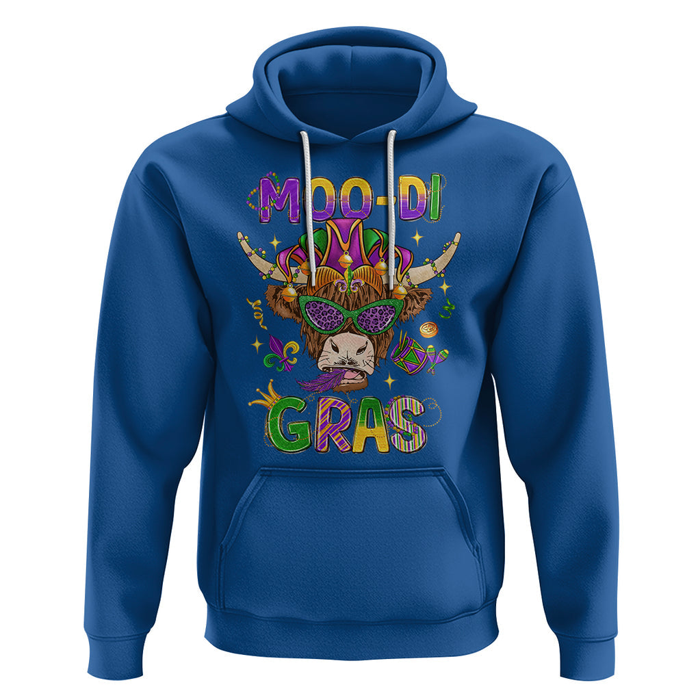 Mardi Gras Hoodie Moo-di Bead Heifer Cow Fat Tuesday Festival TS09 Royal Blue Printyourwear