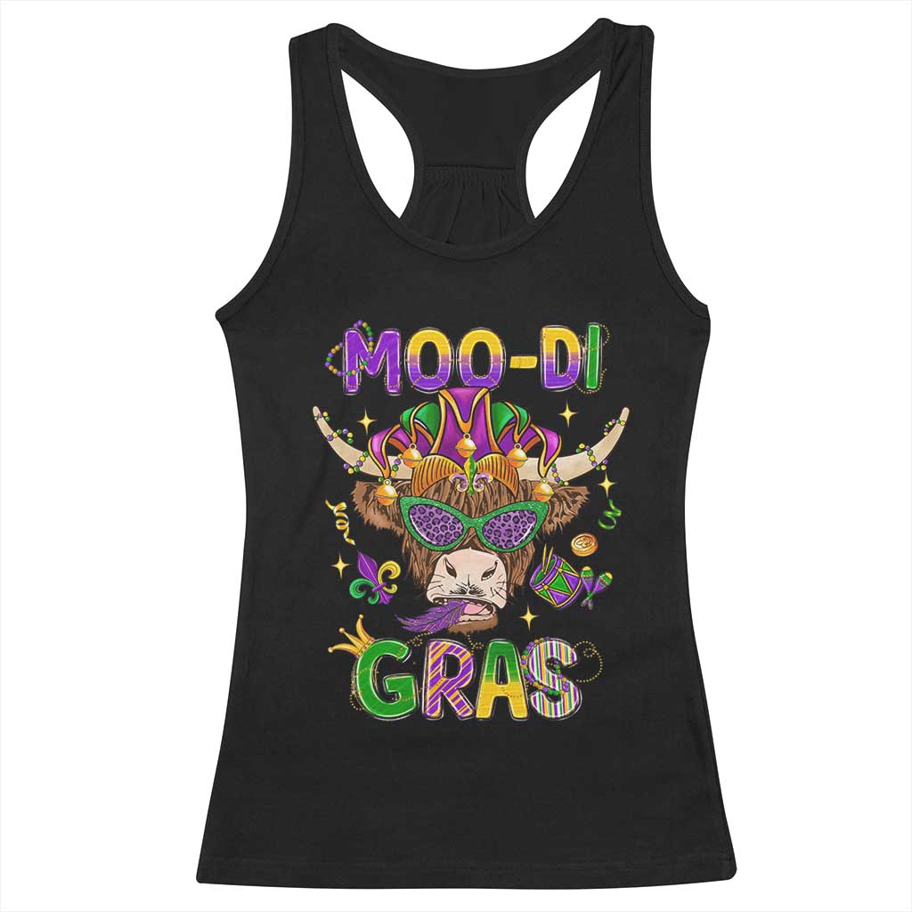 Mardi Gras Racerback Tank Top Moo-di Bead Heifer Cow Fat Tuesday Festival TS09 Black Print Your Wear
