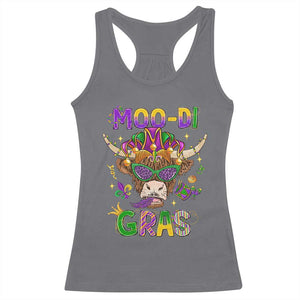 Mardi Gras Racerback Tank Top Moo-di Bead Heifer Cow Fat Tuesday Festival TS09 Charcoal Print Your Wear